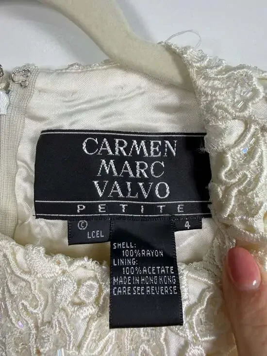 Vintage Carmen Marc Valvo Petite Beaded Embroidered Lace Halter Top Size 4 - Picture 3 of 6